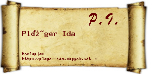 Pláger Ida névjegykártya